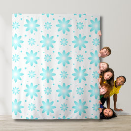 Tapete De Parede Margarida delicada branca e turquesa, padrão de po