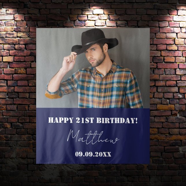 Tapete De Parede Marinho azul cara branco  festa de aniversário (Criador carregado)