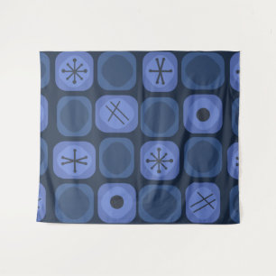 Tapete De Parede marinho Azul de Cubos Suaves de Arte Mod 1950