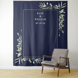 Tapete De Parede Marinho Azul Verde Foto de Casamento Booth Fundo