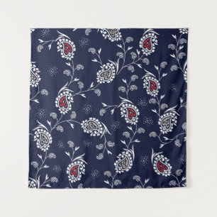 Tapete De Parede Marinho Paisley: Elegante Pattern Design.