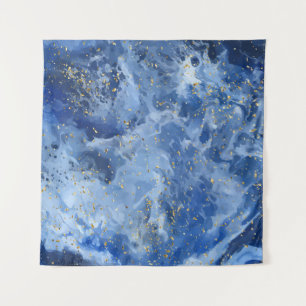 Tapete De Parede Mármore azul e textura dourada