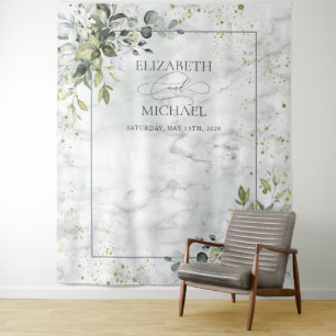 Tapete De Parede Mármore de Eucalipto Azul Poeirento Elegante