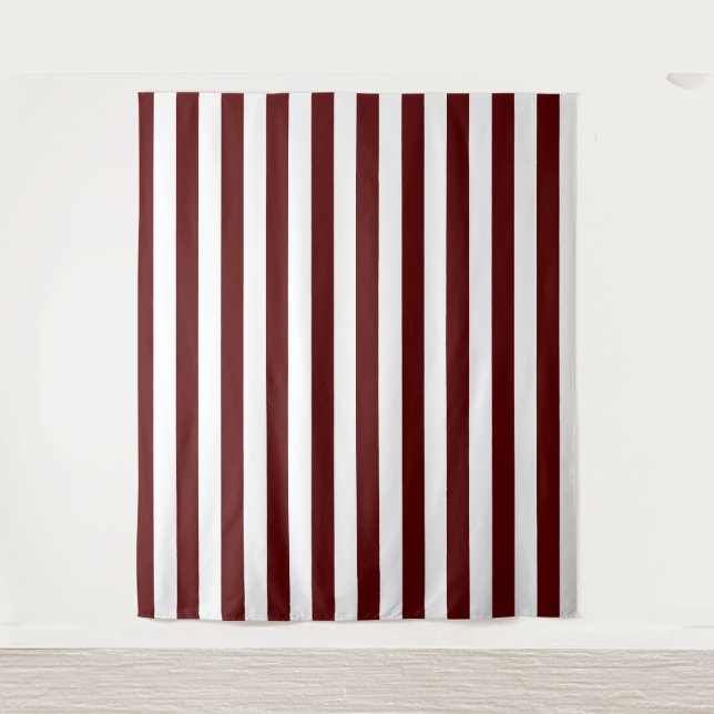 Tapete De Parede Maroon with Classic White Stripe Pattern (Frente)