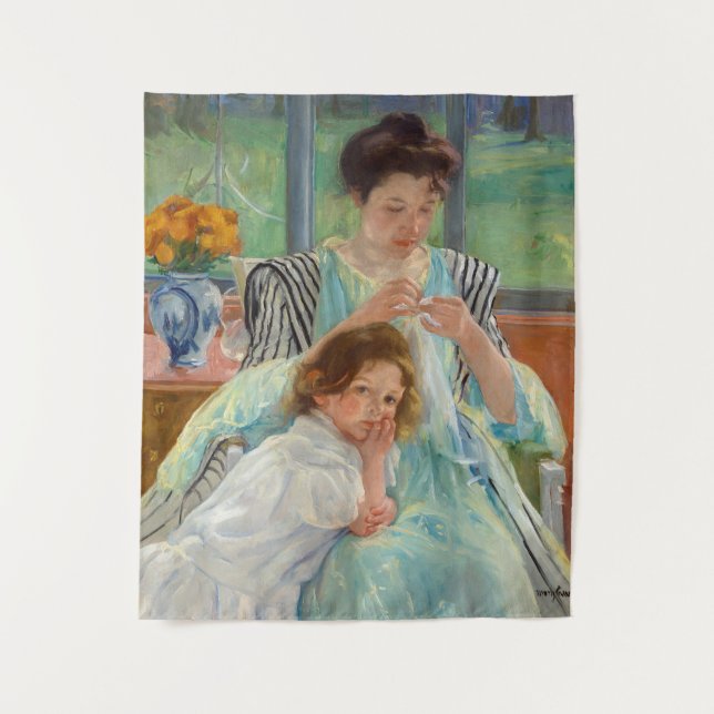 Tapete De Parede Mary Cassatt - Jovem Mãe costurando (Frente)
