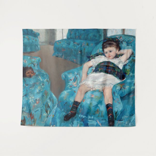 Tapete De Parede Mary Cassatt - Menina em uma Cadeira Azul (Frente (Horizontal))