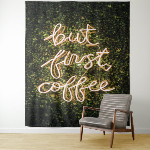 Tapete De Parede Mas Primeiro Café, Neon Lights Cita Dizendo