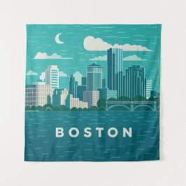 Tapete De Parede Massachusetts Night Cityscape | Boston City
