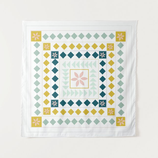 Tapete De Parede Medalhão Geométrico Colorida Moderno Design (Frente)