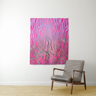 Tapete De Parede Meio Brilho Impressão Tigre Rosa