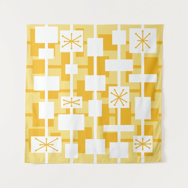 Tapete De Parede Meio século amarelo geométrico (Frente)