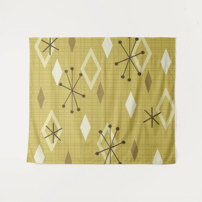Tapete De Parede Meio século de diamantes modernos amarelo (Frente (Horizontal))