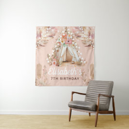 Tapete De Parede Menina Bonita Aniversário Boêmio Personalizado