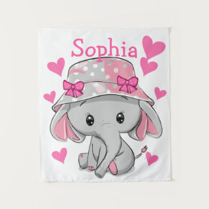 Tapete De Parede Menina de Elefante Bonita