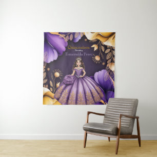 Tapete De Parede Menina Elegante Roxa Quinceañera Arte Bem-vinda