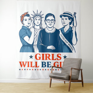 Tapete De Parede Meninas Serão Meninas Feministas Patrióticas 4 de