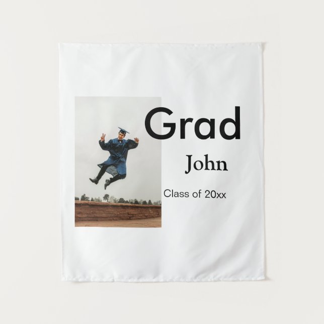 Tapete De Parede menino adicionar nome data ano texto QR formatura  (Frente)