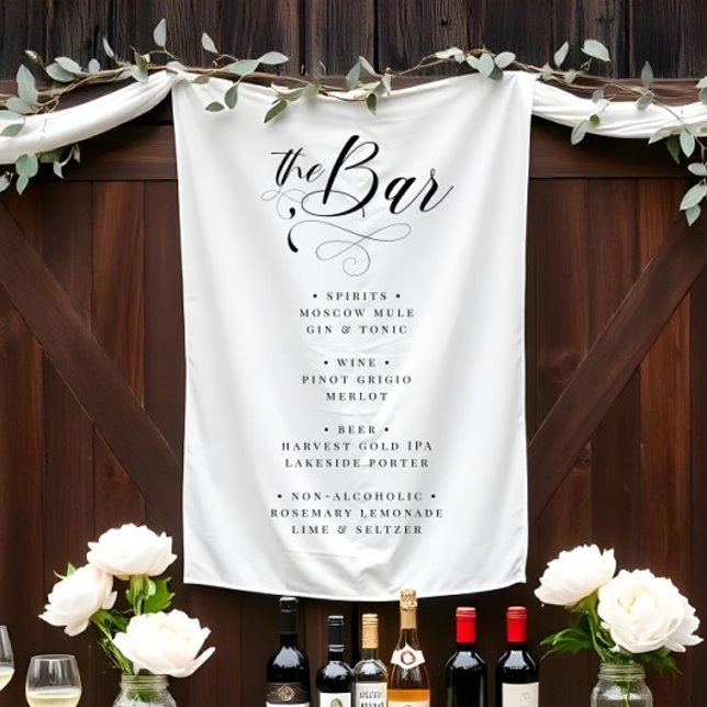 Tapete De Parede Menu Bar preto e branco do Casamento Elegante Chic (Criador carregado)