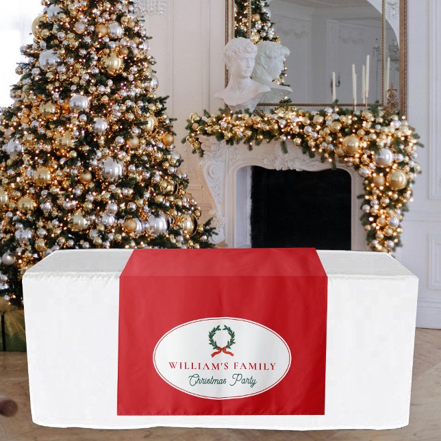 Tapete De Parede Mesa de Buffet da Festa de Natal Familiar (Family Christmas Dinner Party Table Sign Runner Tapestry)