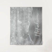 Metálico Personalizado Da Glitter De Prata Glam