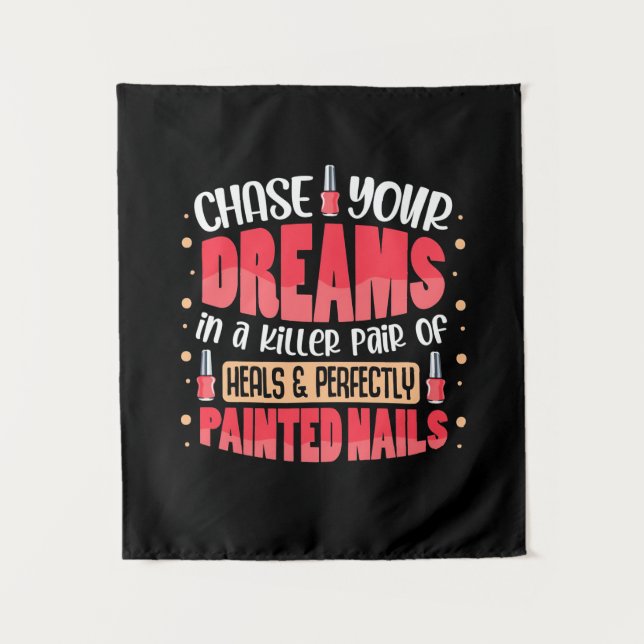 Tapete De Parede Meus Sonhos Pintaram Unhas (Frente)