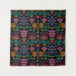 Tapete De Parede Mexican folk art seamless pattern, colorful design