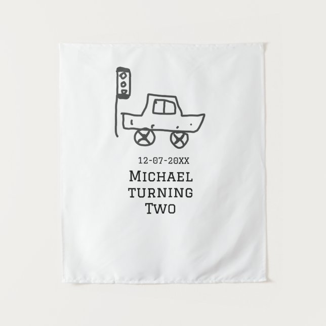 Tapete De Parede Michael completando dois aniversário carro brinque (Frente)