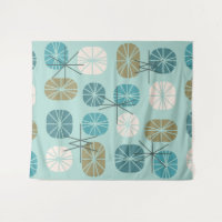 Midcentury Pattern Oblongs Aquamarine Gold