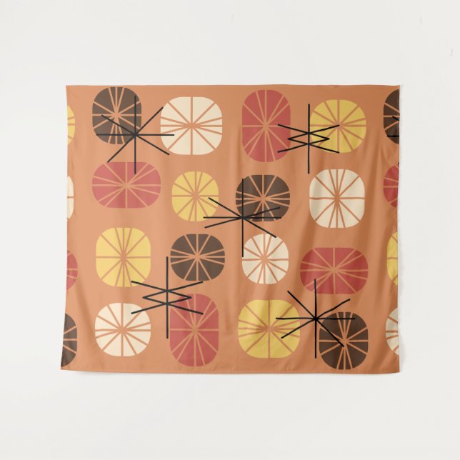 Tapete De Parede Midcentury Pattern Oblongs Autumn Orange (Frente (Horizontal))