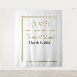 Tapete De Parede Mimimalist Gold Border Wedding Banner