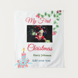 Tapete De Parede Minha primeira vela de Natal adiciona o nome da fo