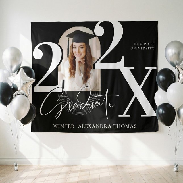 Tapete De Parede Minimal Bold Year Arch Grad Photo Graduation Black (Minimal Bold Year Arch Grad Photo Graduation Black Tapestry)