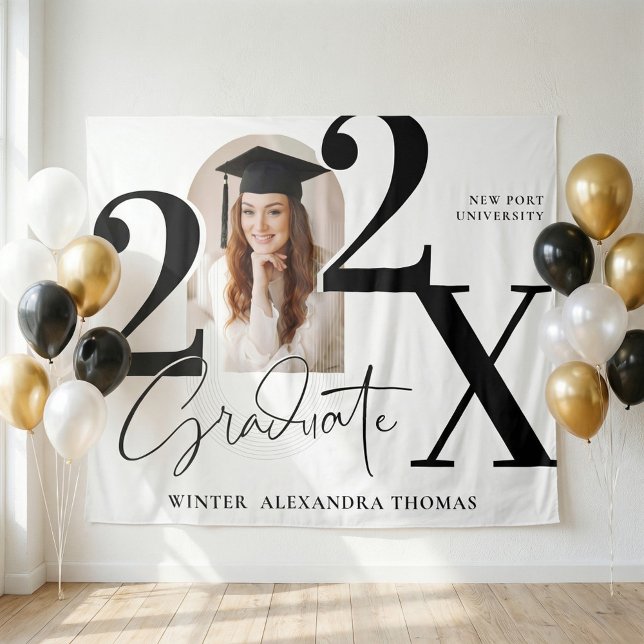 Tapete De Parede Minimal Bold Year Arch Grad Photo Graduation White (Minimal Bold Year Arch Grad Photo Graduation White Tapestry)