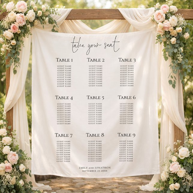 Tapete De Parede Minimalist 9 Table Wedding Seating Chart (Criador carregado)