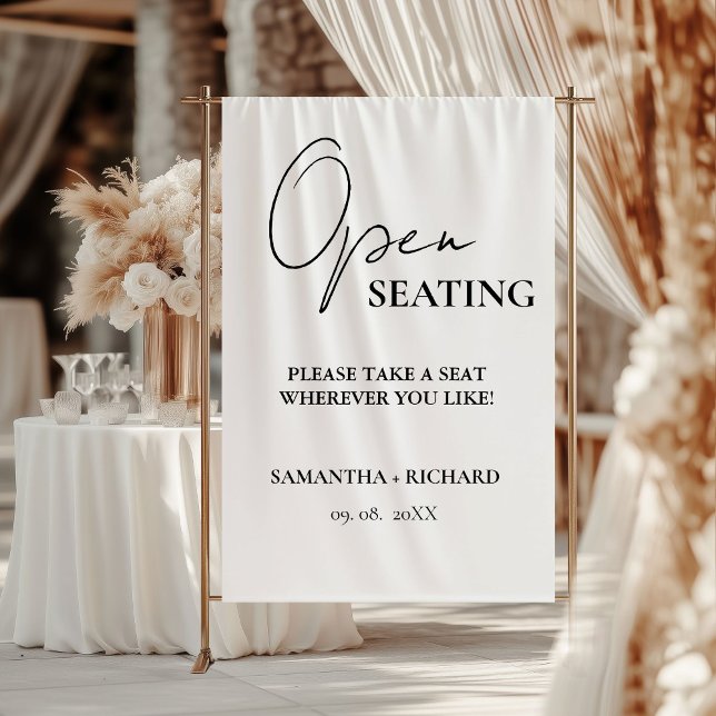 Tapete De Parede Minimalist Gold  Script Wedding Open Seating Sign (Criador carregado)