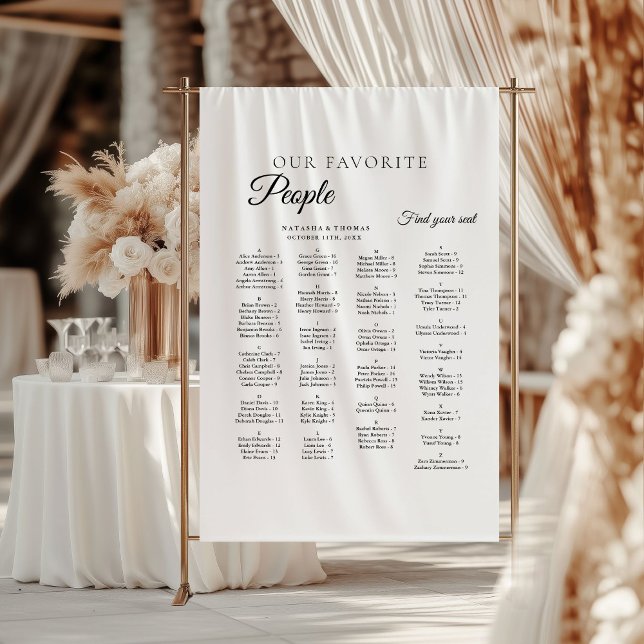 Tapete De Parede Minimalist Wedding Alphabetical Seating Chart (Criador carregado)