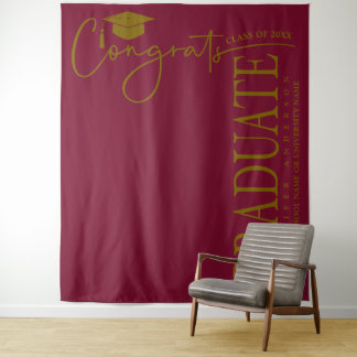 Tapete De Parede Minimalista Burgundy Dourado Parabéns Graduado