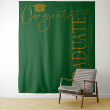 Minimalista Verde Esmeralda e Dourado Congrats Gra