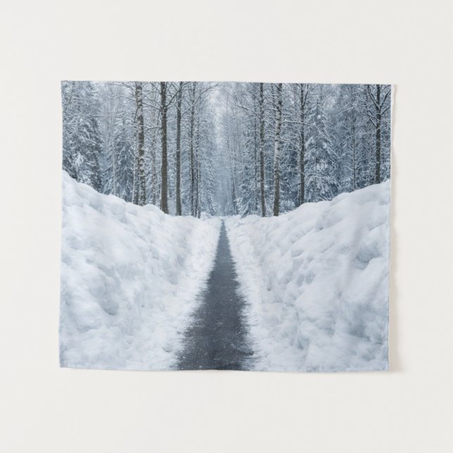 Tapete De Parede Misty Winter Forest Tapestry (Frente (Horizontal))
