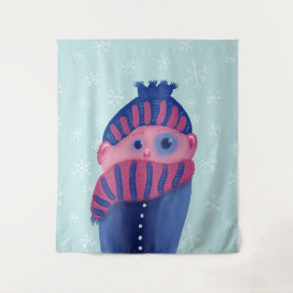 Tapete De Parede Miúdo do congelando com chapéu e lenço no inverno