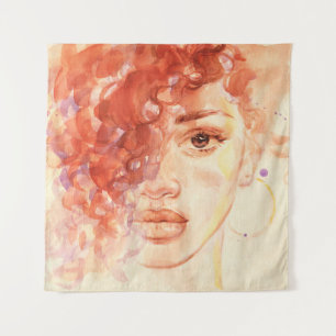 Tapete De Parede Moda Afro-Americana, ilustração com aquarela.