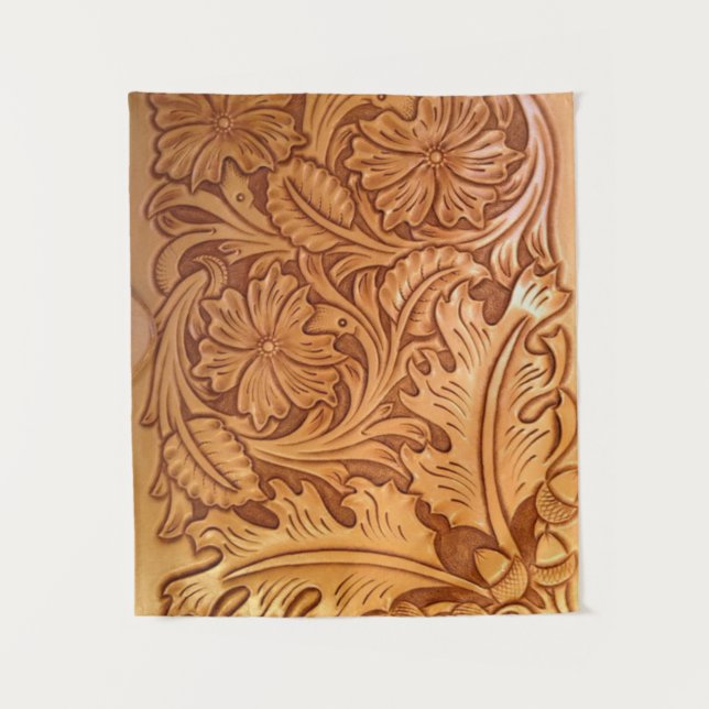 Tapete De Parede Moda de cowboy marrom rústico couro ocidental (Frente)