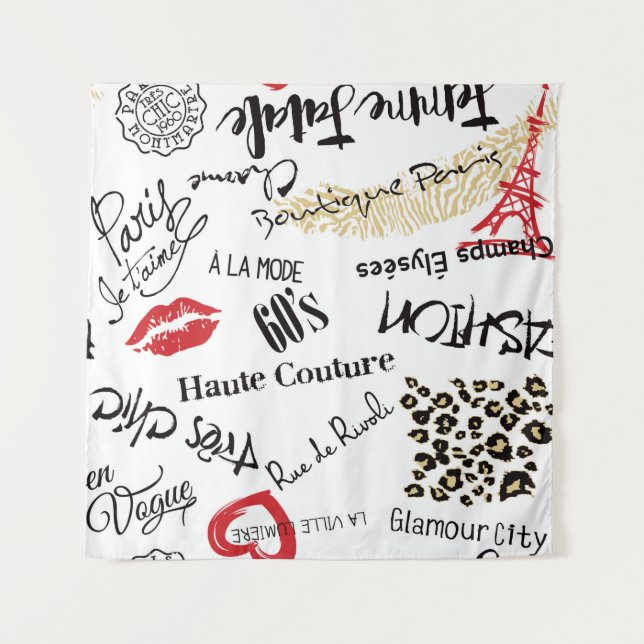 Tapete De Parede Moda de Paris e padrão sem costura glamour (Frente)