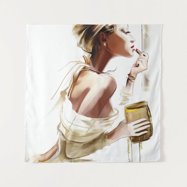 Tapete De Parede Moda: Retrato Contemporâneo Na moda. (Frente)