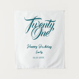 Tapete De Parede modelo azul de 21º aniversário adicionar nome data