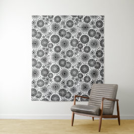 Tapete De Parede Modern Black White Geometric Flowers Starburst 