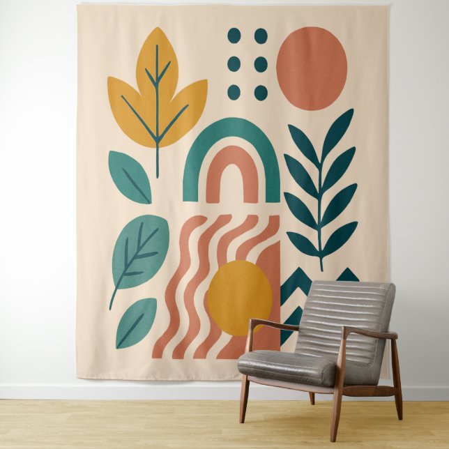 Tapete De Parede Modern Boho Abstrato Nature Wall Art (In Situ)