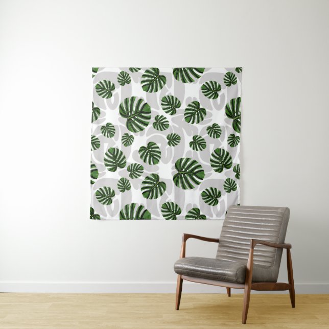 Tapete De Parede Modern Boho Botanical Leaves Pattern (In Situ (Horizontal))