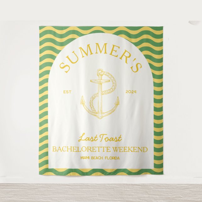 Tapete De Parede Moderno Tropical Retro de Solteira Costeiro amarel (Frente)