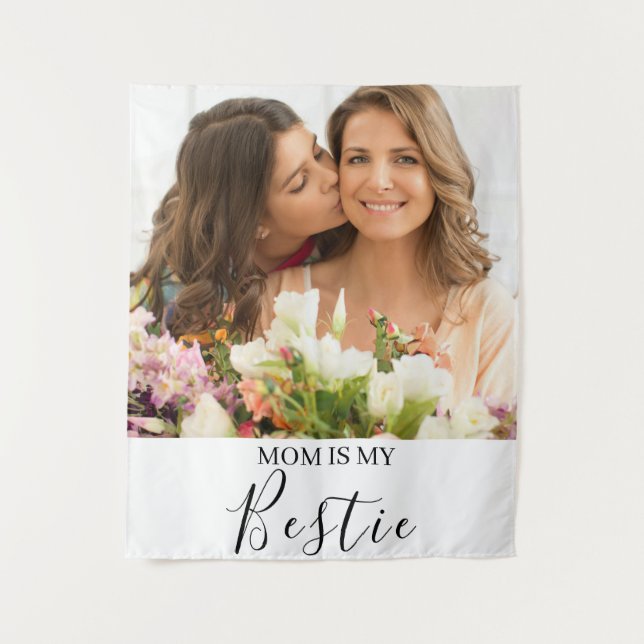 Tapete De Parede Mom Is My Bestie Personalized Names Photo (Frente)